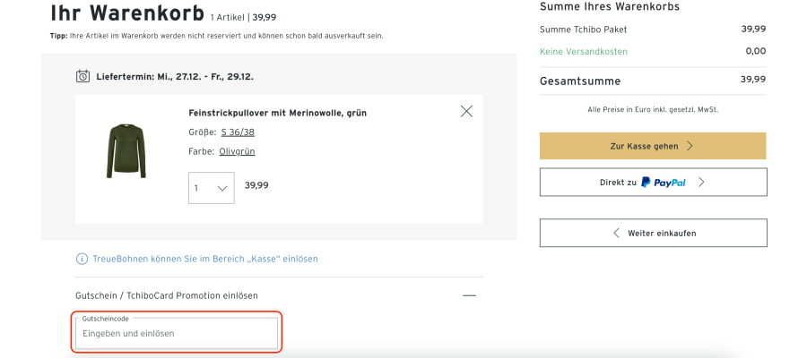 Box für Tchibo rabattcode